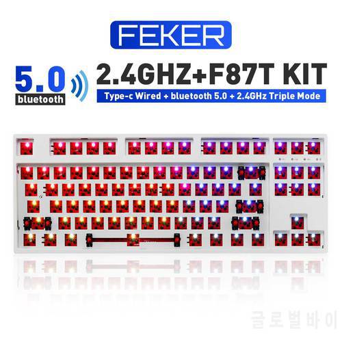 FEKER DIY Hotswap Keyboard Kit RGB Backlit bluetooth Wireless 2.4G Type-c 3/5pin 84/87Keys Mechanical Keyboard Customized Kit