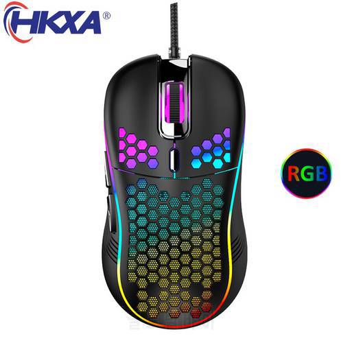 Lightweight RGB Gaming Mouse 7200DPI Honeycomb Shell Mouse Ergonomic Mice with Ultra Weave Cable for Computer Gamer PC Desktop