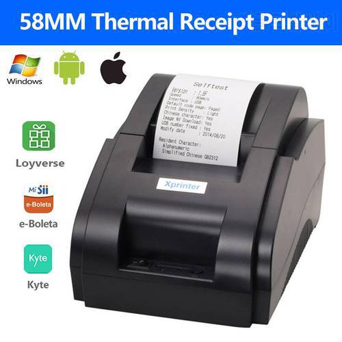XP-58IIH POS Thermal Direct Printer 58MM Mini Restaurant Bill Receipt Ticket Machine USB & USB+Bluetooth Interface Windows Phone