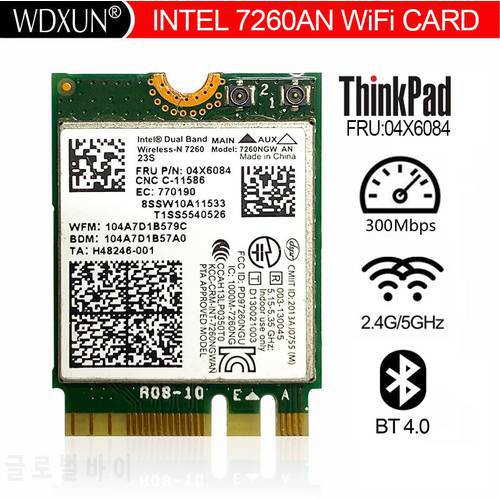 New Intel Wireless-N 7260 7260NGW NGFF Wifi Bluetooth4.0 network card for ThinkPad X240 X230S T440S T431 FRU:04X6008 7260AN