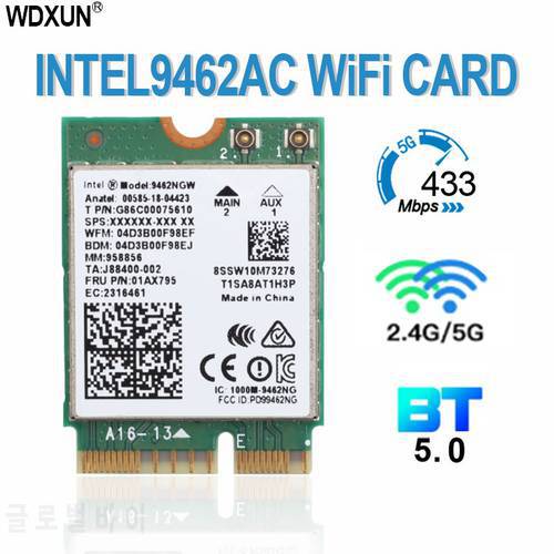 Dual Band 433Mbps Wireless For Intel AC 9462 9462NGW NGFF Key E Wifi Card 9462AC 8020.11ac Bluetooth 5.0 Laptop Windows 10