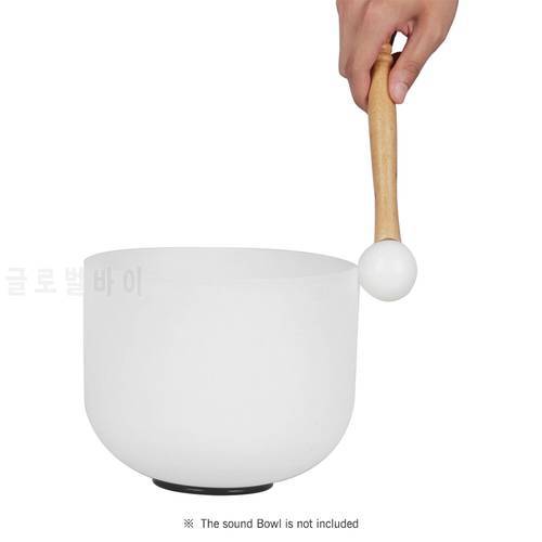 Crystal Singing Bowl Rubber Mallet Stick Beater Wooden Handle Sound Bowl Striker with Rubber Ring Meditation Bowl Accessory