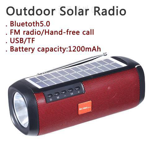 Is-x15 Outdoor Solar Radio Home Camping Emergency FM / AM FM Radio Bluetooth Speaker with Flashlight Function Built-in Speaker