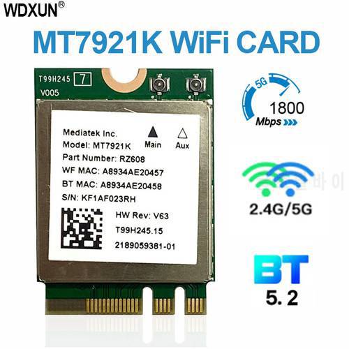 1800mbps mt7921k m.2 ngff wifi placa de rede bluetooth 5.2 wifi 6e adaptador sem fio banda dupla MU-MIMO 802.11ax windows 10 11