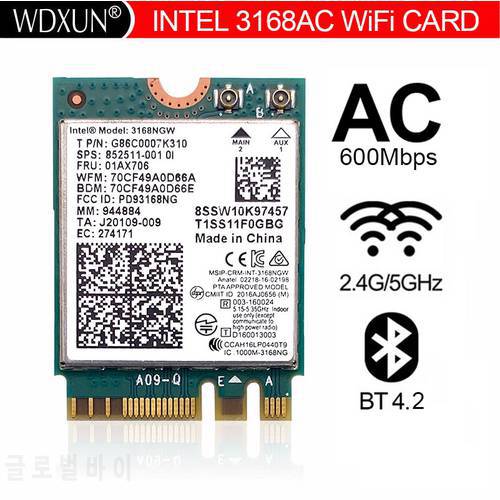 intel 3168AC ac3168 Wireless dual band 600mbps wireless network card wifi module 3168ngw NGFF M.2 802.11ac bluetooth 4.2