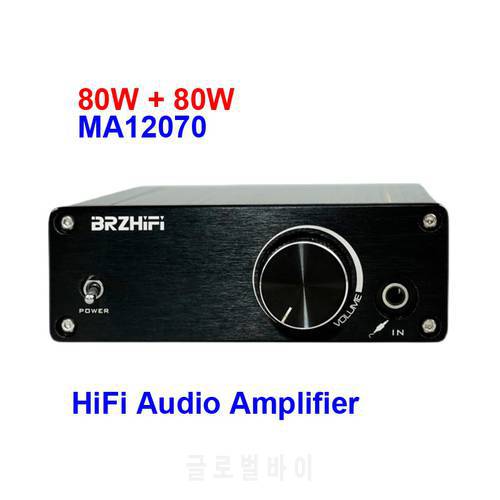 2*80W Infineon MA12070 Digital Audio Power Amp For Speakers 20W~200W HiFi Stereo Amplifier Class D Aux DC15-19V
