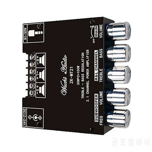 ZK-MT21 2.1-Channel BT5.0+AUX Digital Power Amplifier Board Module TPA3116 50Wx2+100W High-Power Stereo Power Amplifier