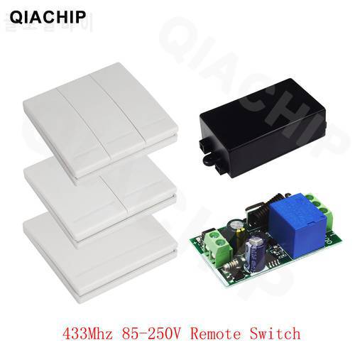 QIACHIP 433 MHz AC 85V 110V 220V 1 CH Wireless Remote Control Receiver Relay Switch Module LED Light Lamp Controller 433.92 MHz