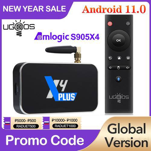 UGOOS X4Q Plus X4Q Pro TV BOX Android 11 Amlogic S905X4 LPDDR4 4GB RAM 32G Support AV1 CEC HDR 1000M BT5.1 X4Q Cube Smart TV Box