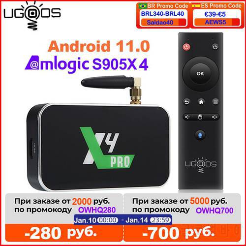 2022 Ugoos X4 Cube X4 Pro DDR4 Amlogic S905X4 Android 11 Smart TV Box X4 Plus Support Dual WiFi 4K 1000M Set Top Box