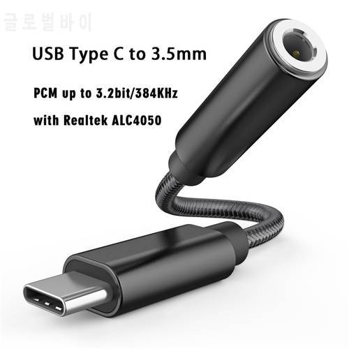 Realtek ALC4050 PCM 32bit/384K Digital Audio Converter DAC USB Type C To 3.5mm Headset Jack Aux Adapter Decoder OFC Pure Copper