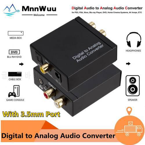 DAC Converter 3.5mm USB DAC Digital To Analog Stereo Audio Converter Adapter Coaxial Optical Toslink RCA R/L Optical To RCA