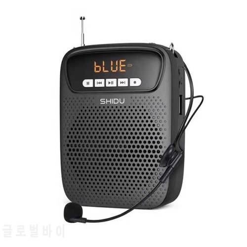 SHIDU 15W Portable Voice Amplifier Wired Microphone FM Radio AUX Audio Recording Bluetooth Speaker for Teachers Instructor