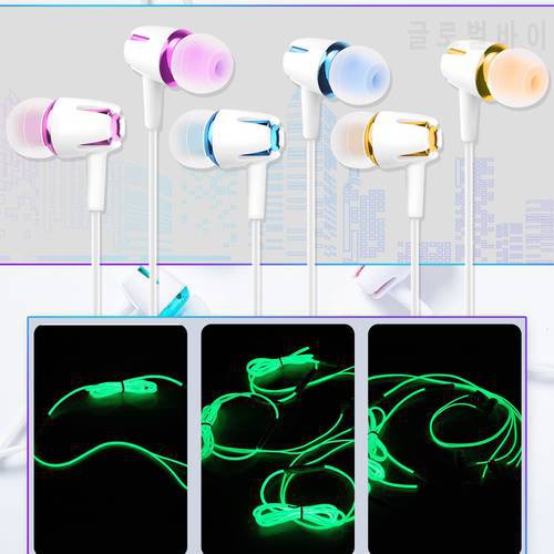 Earphones 3.5mm In-Ear Earbuds With Mic Universal Luminous Sport Headsets Wired Headphones With Mic For Samsung Huawei Xiaomi
