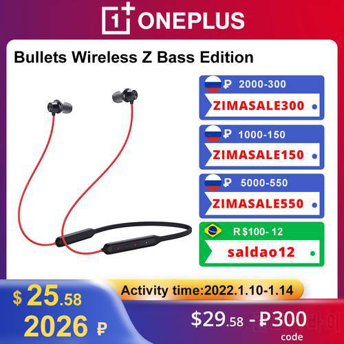 OnePlus Bullets Wireless Z Earphones Bass Edition in-Ear Earphone Bluetooth Headphone Sport Headsets For OnePlus 10 Pro 10T ACE