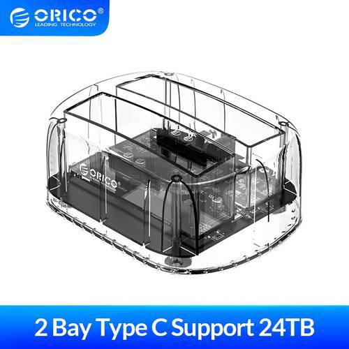 ORICO Transparent External HD Case 2 Bay SATA To USB 3.1 HDD Docking Station for 2.5