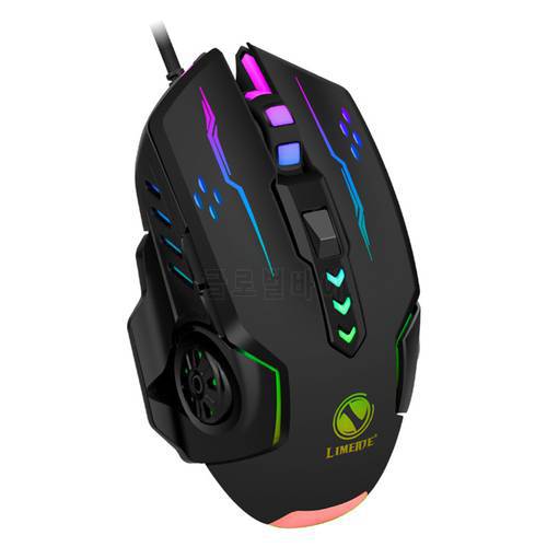 3600dpi USB Wired Gaming Mouse 6 Buttons Backlit E-sports Mice 6D Colorful LED Light Glowing Mouse For Laptop PC Computer Gamer