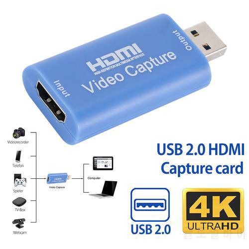 4K 1080P USB Capture Card HDMI-compatible Video Grabber Record Box for PS4 DVD Camcorder Camera Recording Live Streaming
