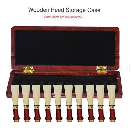 Wooden Reed Case with Inner Soft Cloth Instrument Accessories Container Reeds Holder Storage Box for 11pcs Bassoon Reeds Redwood