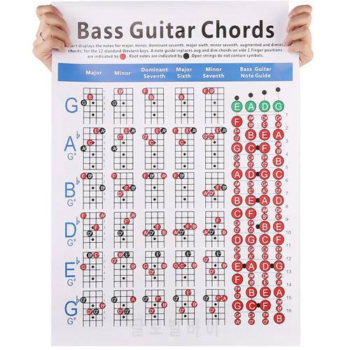 New 4 Strings Electric Bass Guitar Chord Chart Music Instrument Practice Accessories