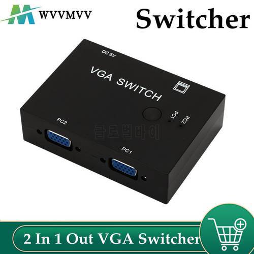 2 In 1 Out VGA Switcher 2 Port VGA Switch Box VGA for Consoles Set-top Boxes 2 Hosts Share 1 Display Notebook Projector