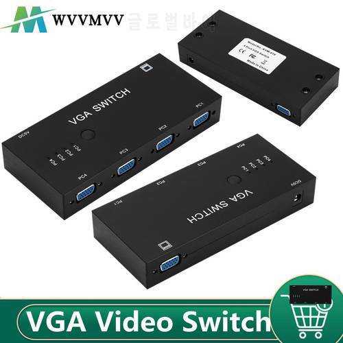 VGA Switch 4 In 1 Out VGA Video Switcher Converter Box HD Signal Amplifier Booster Splitter Adapter For PC Monitor Projector