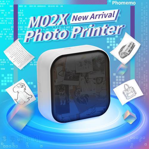 Phomemo M02X Photo Printer 203dpi Portable Printer Fast Charging and Long battery Life for Sticker, Self-Adhesive Thermal Paper