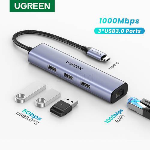 UGREEN USB C HUB 1000Mbps Ethernet HUB USB-C To USB3.0 RJ45 for Laptop Macbook Accessories Type-C Ethernet Adapter Network Card