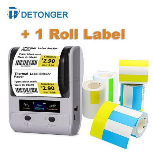 DETONGER DP80 30-80mm Mini Portable Thermal Printer Multifunctional Barcode Label Sticker Maker BT Android / iOS