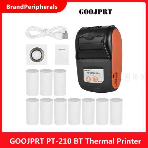 GOOJPRT PT-210 Portable BT Wireless Thermal Printer 203dpi Handheld 58mm Receipt Printer for Retail Stores Factories Logistics