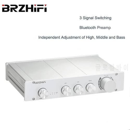 Pure Class A Preamp Audio Preamplifier 2.0/2.1 Channel Tone HIFI Preamp High, Middle and Bass Adjustment Bluetooth 5.0 Decoding