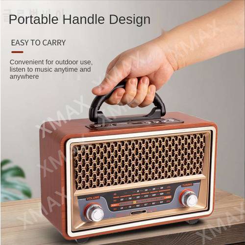 Retro Portable Wireless Radio Music Player AM/FM/SW MultiFunction High Quality Bluetooth Speaker Subwoofer TF/SD USB Card Player