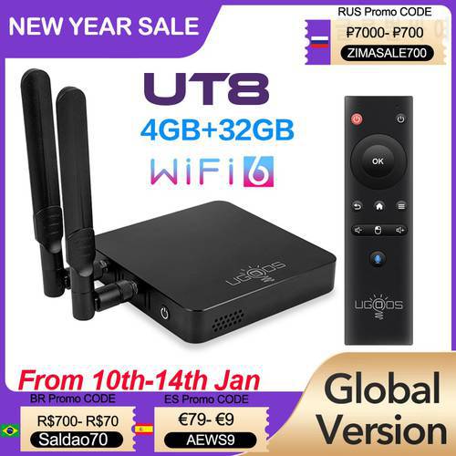 2022 UGOOS UT8 PRO TV BOX Android 11.0 DDR4 8GB RAM 64GB ROM RK3568 WiFi6 1000M Media Player BT Voice Remote 4G 32G VS AM6B Plus