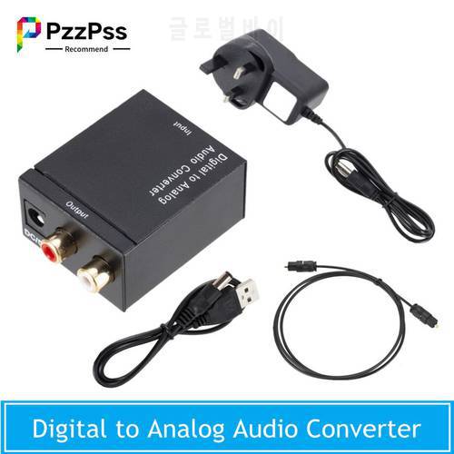PzzPss Digital to Analog Audio Converter Audio Optical Fiber Toslink Coaxal Signal to AV R/L Audio Decoder SPDIF DAC Amplifer