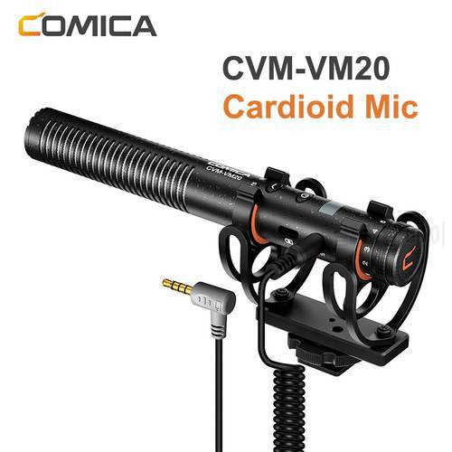 COMICA CVM-VM20 Super Cardioid Condenser Microphone TRRS TRS 3.5mm Video Recording Microphone for Smartphone Camera DSLR
