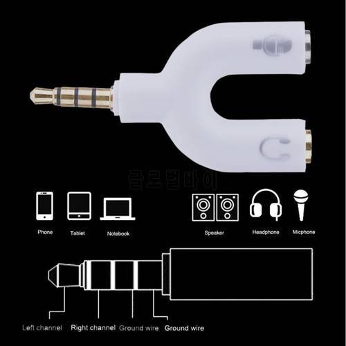 3.5mm Stereo Audio Y Splitter Microphone Mic & Audio Earphone 2 Way U Shape Jack Earphone Accessories For Xiaomi Samsung