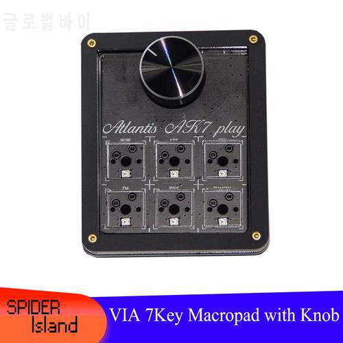 VIA Macropad with Knob 7Key Programming RGB Backlight Macro function Customize by software Photoshop Game Mechanical Keyboard