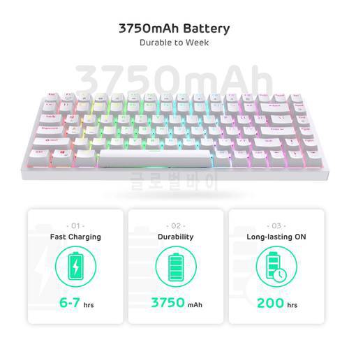 Royal Kludge RK100 Mechanical Keyboard 84 Keys Triple Mode Wireless bluetooth5.0 + 2.4Ghz + Type-C Wired Hot-swappable RK Switch