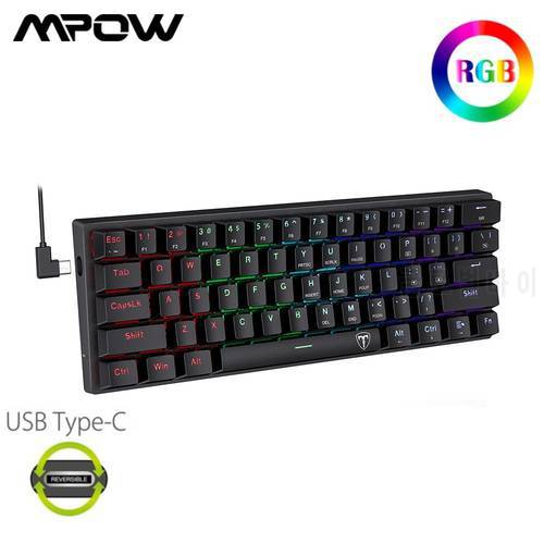 MPOW PC356 60% Wired Mechanical Gaming Keyboard RGB Rainbow Customization Backlit Ergonomic Keyboards for CS FPS Gamers