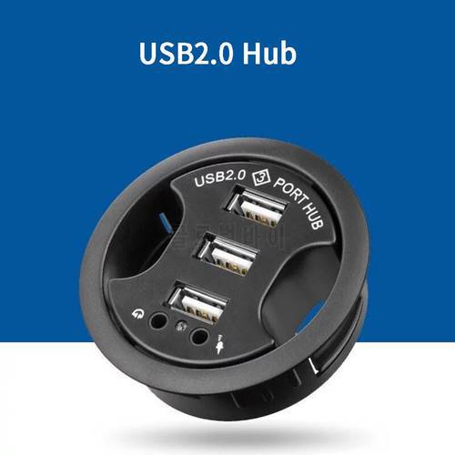USB HUB USB 2.0 Mount In Desk Multi USB 2.0 Ports With SD/TF Headphone/Mircophone Type C Port Usb Hub With Power Adapter 5V 2A