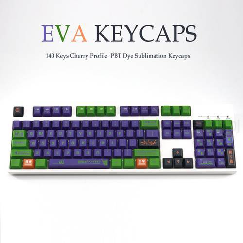 140 Keys EVA-01 Keycaps Cherry Profile PBT DYE-Sub Mechanical Keyboard Keycap For MX Switch With ISO Enter 6.25U 7U Space Bar