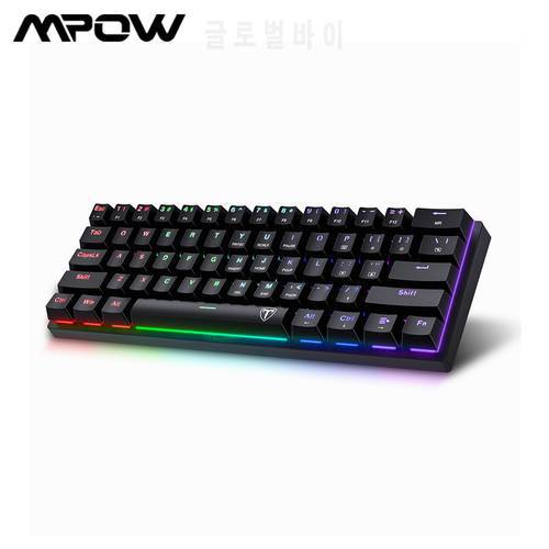 MPOW PC356 RGB USB Mini Mechanical Gaming Keyboard Blue Switch 61 Keys Wired detachable cable,portable for travel