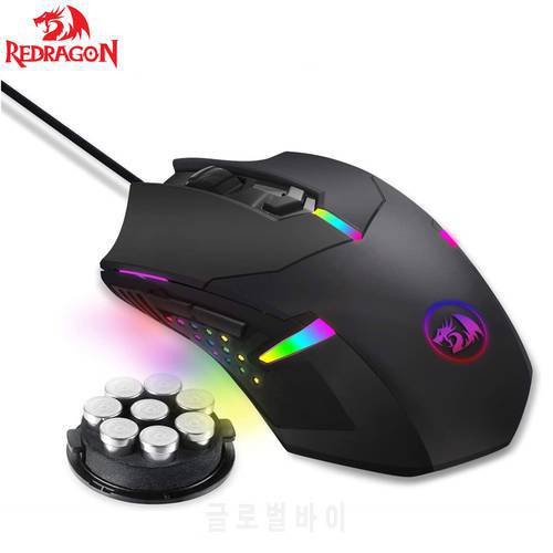 Redragon M601 RGB Gaming Mouse Wired 7 Button Programmable Mouse Macro Recording Weight Tuning Set 7200 DPI for Windows PC