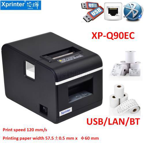 XP-Q90EC High quality Bluetooth 58mm and 80mm mini receipt thermal printer USB port auto cutter for restaurant convenience store