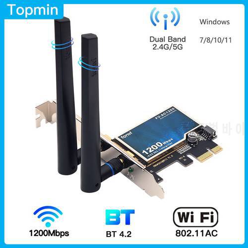 1200Mbps Wifi PCI-e Desktop Wireless Adpter Bluetooth 4.0 Dual Band 802.11ac Network Wlan Card For Win 7 8 10