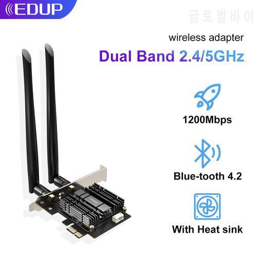 EDUP 1200Mbps Wireless Intel7260 Desktop PCIe Wifi Adapter 802.11ac Bluetooth4.2 WiFi Adapter Dual Band PCI Express Network Card