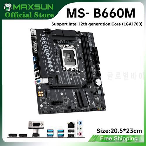 MAXSUN Game Motherboard B660M LGA1700 DDR4 SATA3 M.2 M-ATX supports 12th 13th CPU intel 12400 12100 12700 12900