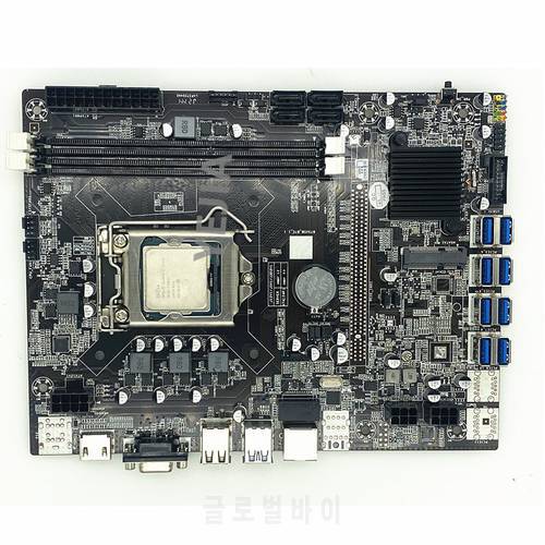 B75 BTC Mining Motherboard+G530 CPU+SATA Cable+Switch Cable LGA1155 8*PCIE to USB Support 2*DDR3 B75 USB BTC Motherboard