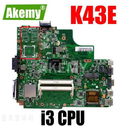K43SD Notebook Mainboard GT610M GPU i3-2th Gen or CPU slot For ASUS A84S A83S K43E A43E K43S Laptop Motherboard