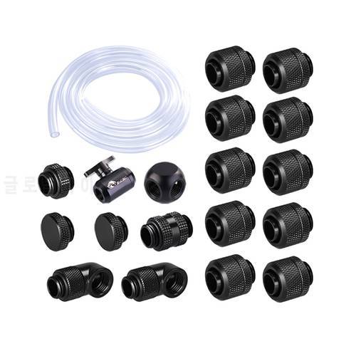 Azieru Fitting Kit Use Soft Pipe Hand Compression Connector Joint + Hose Tube + Switch Water Cooling Accessories Fitting